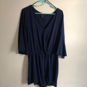 Forever 21 3/4 sleeve navy plus size romper